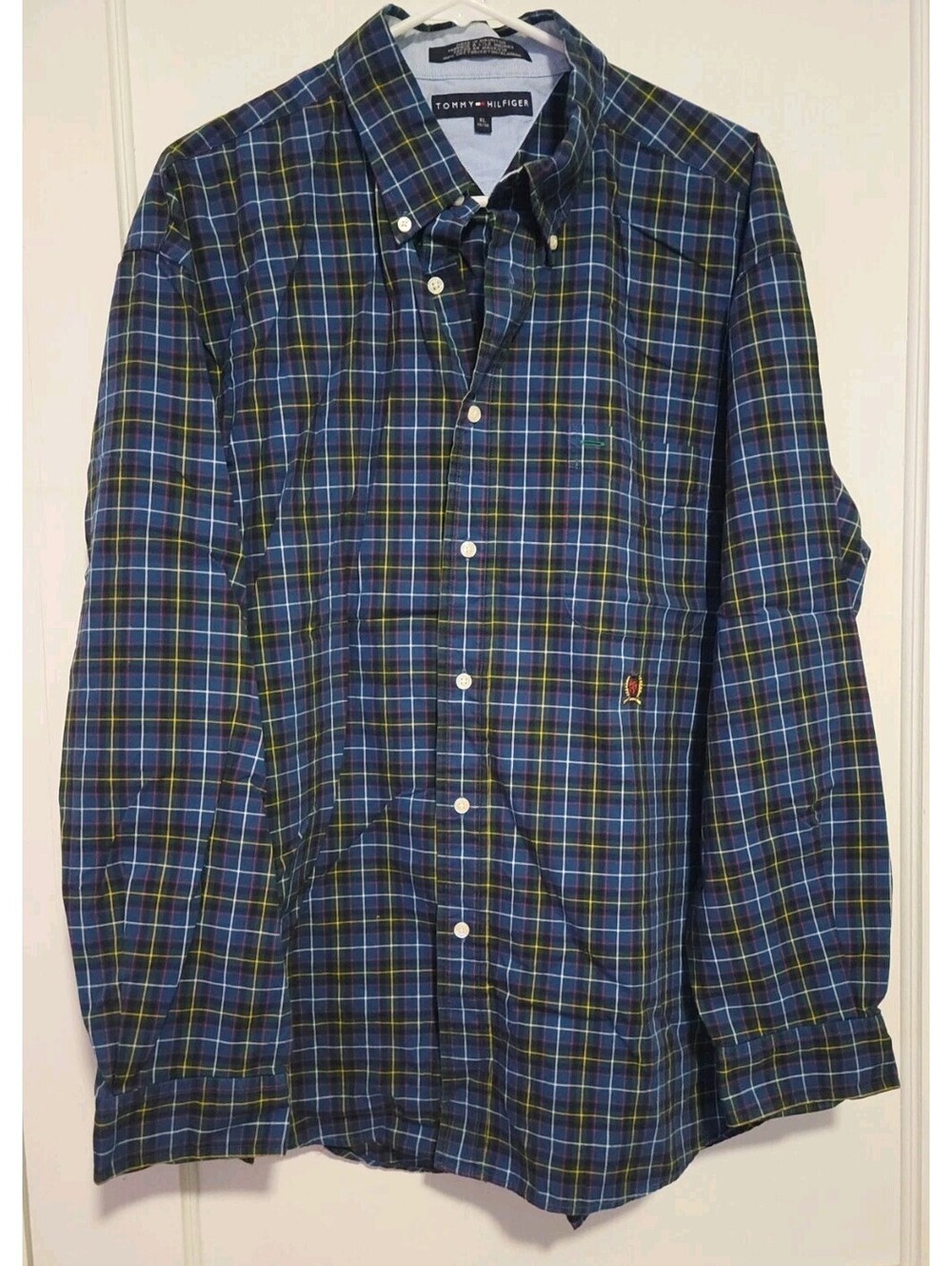 Tommy Hilfiger Men’s XL Plaid Shirt Blue Multicolor Long Sleeve Button Up